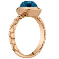 Ораво 2. КТ възглавница изрязани Лондон синьо Топаз пръстен в 14к Розово злато