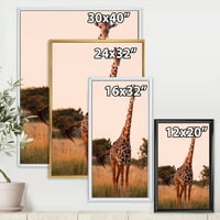 Дизайнарт 'Африкански Жираф В Дивата Природа' Ферма Рамка Платно Стена Арт Принт