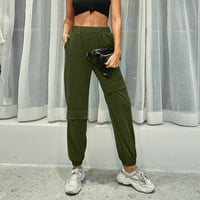 Клирънс мода жени случайни солидни еластични талии джобни суитчъри за джоги панталони армия зелено xxl