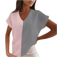 Дамски блузи в Деколте Тениски модерни печатни тениски удобни дрехи ежедневни ризи летни блузи с къс ръкав блузи за жени розови с
