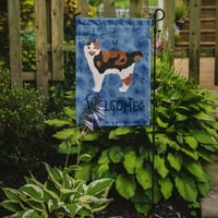 Съкровищата на Каролайн CK4866GF Cymric # Cat Welcome Flag Garden Размер, малък, многоцветен