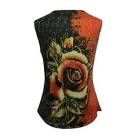 Floleo Womens Tank Tops Clearance Женска верига жилетка Лято свободна ежедневна пеперуда печат секси уникална блуза с V-образно деколте