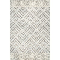 ръчно изработен Вълнен диамантен килим, 8 '10', сив