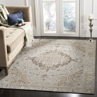 Класически реколта Tris Floral Bornered Polyester Area Rug, Taupe, 5 '8'