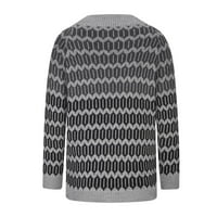 Суитчър за жени Просверие плюс размер женски кръгъл цвят на шията, съвпадащ свободен пуловер удобен пуловер черен
