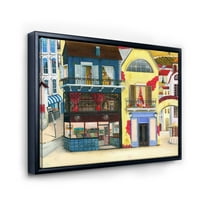 Дизайнарт 'цветната фасада на сградите в уютни улици' френска страна рамка платно стена арт принт