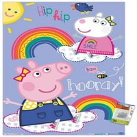 PEPPA PIG - Плакат за стена на HOORAY с бутални щифтове, 22.375 34