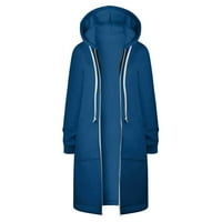Manxivoo дамски палта жени небрежни с качулка с качулка твърдо цип яке джобове яке цип палто якета за жени синьо
