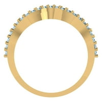 0. CT блестящ кръгъл крой симулиран син диамант 18k жълто злато, подреждаща се лента SZ 8.25