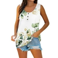 Ferernal Women Summer без ръкави Небрежни флорални отпечатани тениски с тениска с олбони тениски за жени за жени