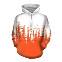 Itsun качулки за мъже ежедневни модни кръгли деколте графити елементи 3D печат пуловер с дълъг ръкав суичър оранжево s