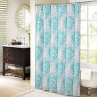 Comfort Spaces Coco Microfiber Teal Grey Printed Damask Dower Purtain, 72 x72