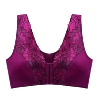 Pejock ежедневни сутиени за жени Ultimate Comfort Lift Wirefree Bras Plus Size Bras Bras Front Buckle Lace Commently Disherable Anti-Exhaust Base Solid Non-Steel Ring Back Bras Purple Cup Размер 38 85E