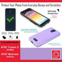 Капсулен калъф, съвместим с AT&T Fusion Z V340U [Шокаустойчив тежкотоварен дизайн Жени Girly Style Purple Black Case Cover] за AT&T Motivate V341U