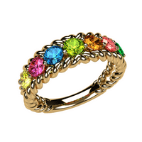 Нана въже майки пръстен 1-разнообразни симулирани рождени камъни, Женски-10к жълто злато-Размер 6-камък 7