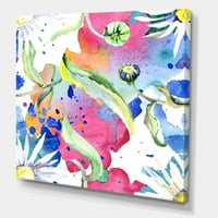 Дизайнарт 'Иридисцентни Цветни Цветя Маргаритка' Преходно Платно За Стена Арт Принт