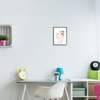 Ступел индустрии Флорален декориран еднорог розова грива фантазия създание графично изкуство черна рамка изкуство печат стена изкуство, дизайн от Студио р