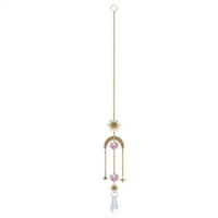 Farfi висящ орнамент привличащ вниманието на Fau Fau Crystal Metallic Star Moon Sun-Uncater Ornament Wind Chimes for Home