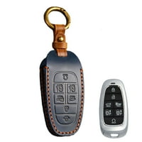 Mduoduo Кожена дистанционна ключова калъфка FOB притежател на черупка за Hyundai Tucson Sonata Elantra
