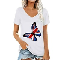 Гореща продажба Модна отпечатана свободна мека домашна ваканция Женска тениска бяла размер XL