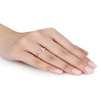 Каратов Т. Г. в. Морганит и диамантен акцент 10кт розов златен коктейлен пръстен