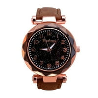 Дами ежедневни модни кварц часовник Sky Twinkling Dial Leather Strip Watch