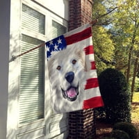 Great Pyrenes Dog American Flag Canvas Размер на къщата