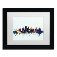 Търговска марка изобразително изкуство Канзас Сити синьо платно изкуство от Майкъл Томпсет, бял мат, черна рамка