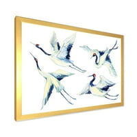 Дизайнарт' Азиатски жерав птица импресия ' традиционна рамка Арт Принт