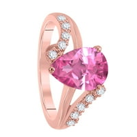 Mauli Jewels пръстени за жени 1. Карат диамант и круша форма розов топаз пръстен prong 10k розово злато