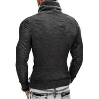 Пуловери за пуловери за мъже за мъже- топло падане и зима с дълъг ръкав Труртутка плетат ежедневни мъжки пуловери Атлетически работи тъмно сив размер 2xl