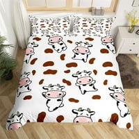 Сладки анимационни крави корица Комплект близнак King Farm Animal Belding Set Microfiber Botanical Floral Comforter Cover за момчета момичета
