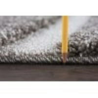 Съвременна площ килим шаг дебела ивица сив, крем хол лесен за почистване