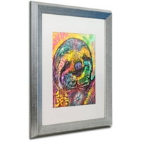 Търговска марка изобразително изкуство ленивец платно изкуство от Дийн Русо, бял мат, сребърна рамка