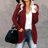 Пуловери за жени Модерен Дълъг ръкав жилетка палто с джобове пуловер