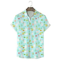 Блуза с дълъг ръкав риза мъжка мода случайни личност Великден 3д дигитален печат заек печат риза с къс ръкав