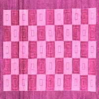Ahgly Company Indoor Rectangle Checkered Pink Modern Area Rugs, 7 '9'