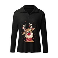 Дамски ежедневни дълъг ръкав Коледа празник печат пуловер Топ Блуза Горещ6сл487550