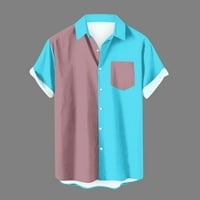 амидоа Мъже Случайни Мода завой надолу яка Хавайски печат къс ръкав имат джобове жилетка бутон риза върхове Блуза хавайски ризи за момчета