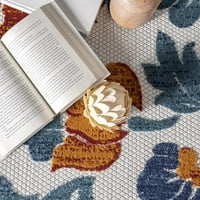 нулум Лондон текстурирани флорални закрит открит килим бегач, 2 '8 8', ръжда
