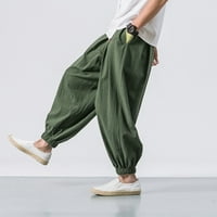 Обезсърчени мъже харем панталони клирънс Мъжки модни ежедневни разхлабени плътни цветови харема панталони широки крак еластични панталони Зелени xxxxl