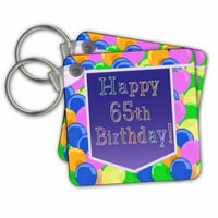 3Drose Balloons с лилав банер Честит 65 -и рожден ден - Ключови вериги, 2. От, набор от 2