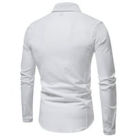 Мъжки ежедневни твърди риза с дълъг ръкав наполовина покрит бутон за изключване на яката тениски за мъже високи, xl