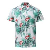 Мъжка мода печат хавайски ризи лято ревера бутон надолу Тениски редовно годни блузи с къс ръкав Плаж лагер