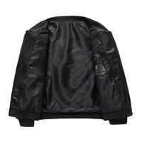 Мъжки кожени мотоциклетисти от FAU Cheat Bikers Castual Plain Slim Fit Biker Motorcycle Coats Bomber Jacket