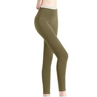 Ловску Висока талия йога панталони за Жени Цвят-блокиране хип повдигане Упражнение Фитнес здраво зелено
