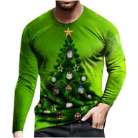 Хинвай клирънс при намалени Мъже Коледен лък-възел 3Д дигитален печат Пуловер дълъг ръкав блуза тениска жълта 16