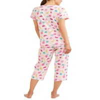 Дамски пижама чай и Капри сън панталон спално облекло комплект