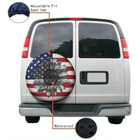 Слънчоглед Оригинален американски флаг САЩ Патриотична резервна гума капак Универсални аксесоари за универсални превозни средства