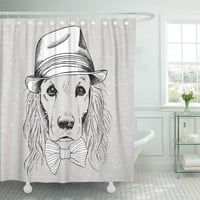Човек кучето кокер шпаньол шапка за лък вратовръзка красива душ завеса